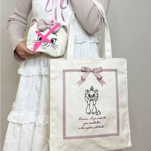 Japan Maidon de Fleur X Disney Marie Cat canvas tote bag pink